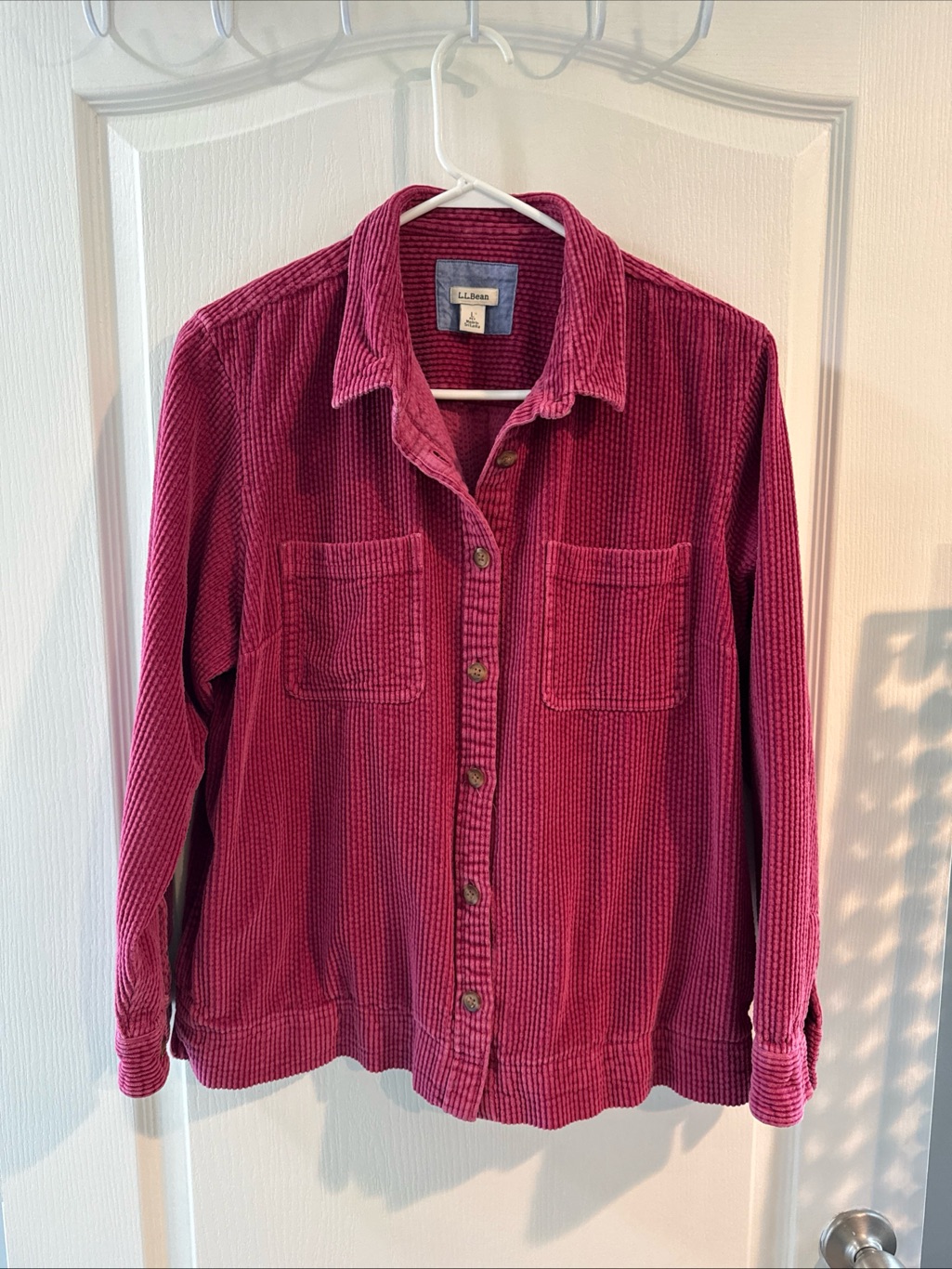 L.L. Bean Corduroy Shirt Jacket In Berry